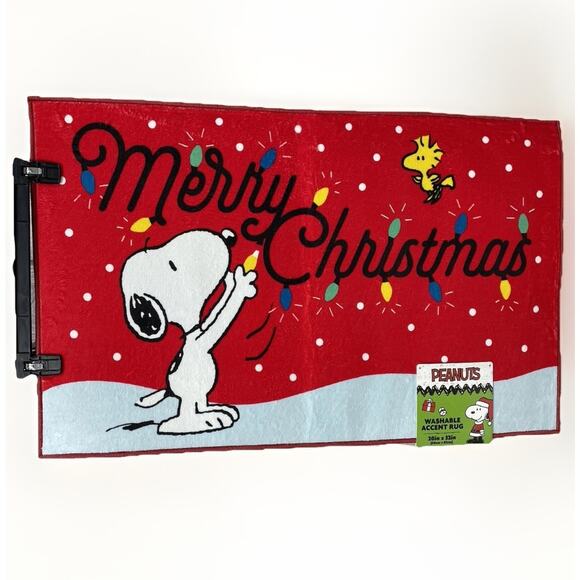 Peanuts Snoopy & Woodstock Christmas Lights Accent Rug Mat 20" x 32" Doormat New - Picture 1 of 5
